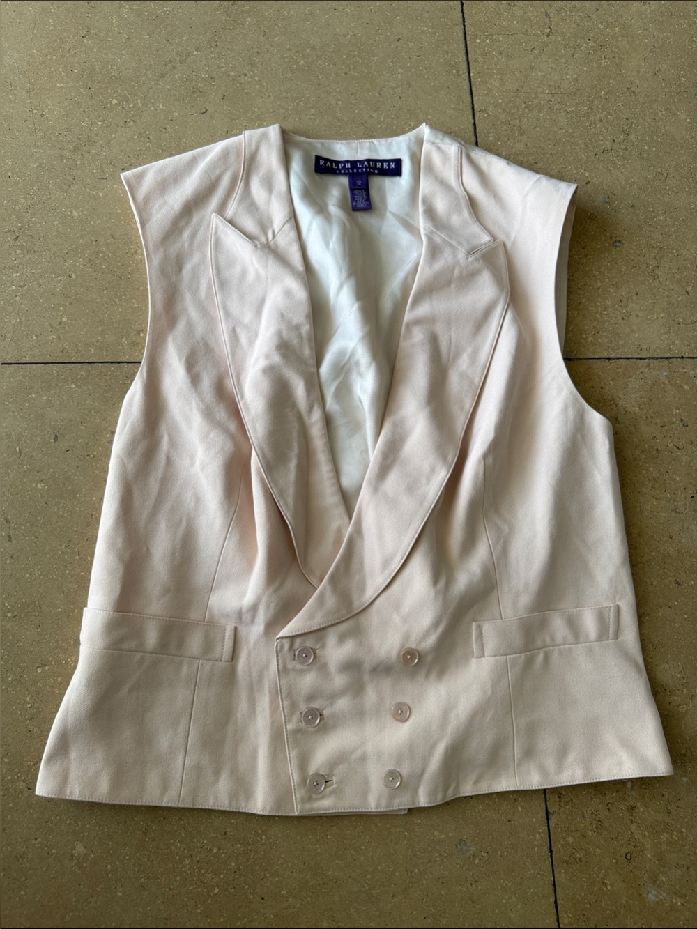 Ralph Lauren Purple Label Shell Pink Double-Breasted Sleeveless Blazer Vest